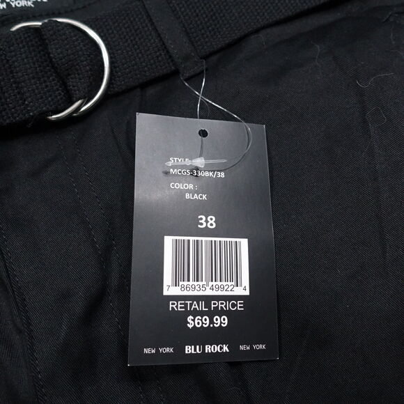 NWT BLU ROCK NEW YORK BLACK CARGO SHORTS W/ BELT MENS SIZE 38 NEW! - Picture 6 of 8